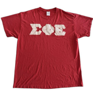 Stedman Red Sigma Shirt Mens XL Phi Epsilon College Frat Crew T-Shirt Size XL